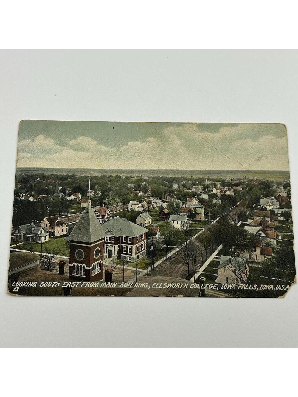 1908 Postcard Iowa Falls IA Ellsworth College Birds Eye View SE Old Main Tower - Picture 3 of 16